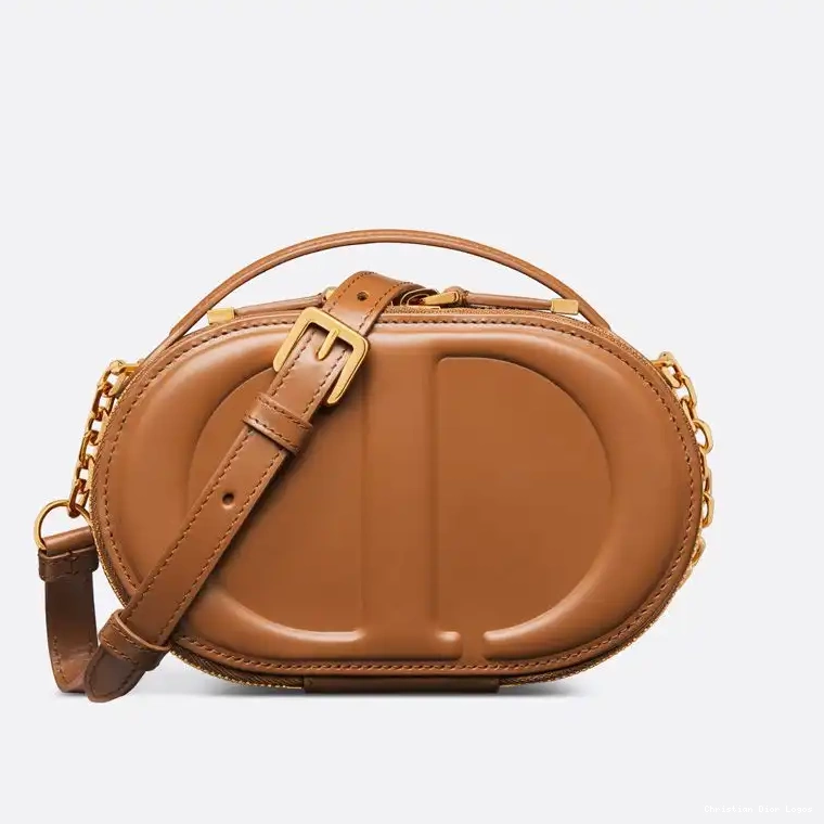 Signature Camera Oval Dior Brown CD Bag Calfskin 0512 Luxury